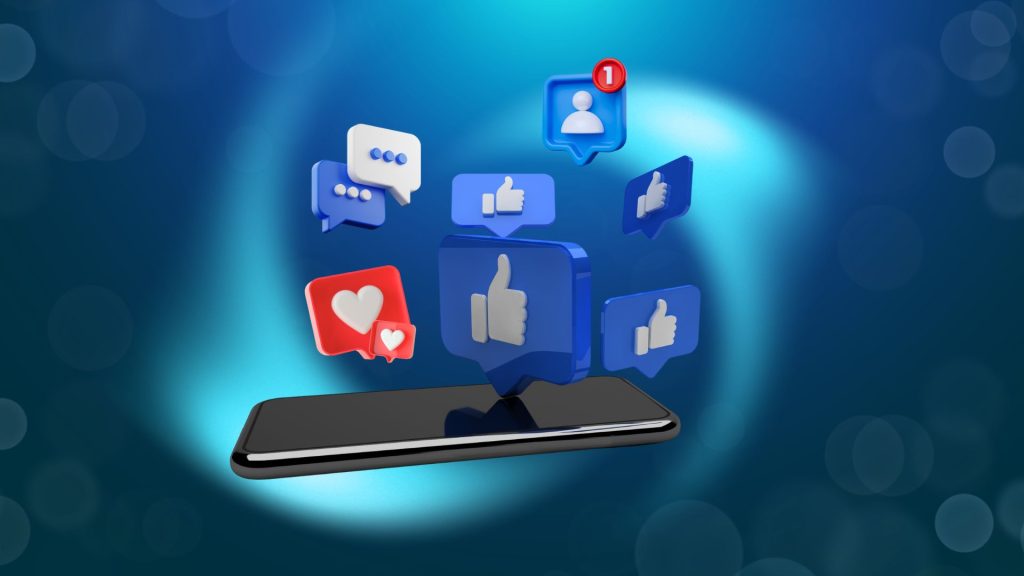 Social media icons and smartphone